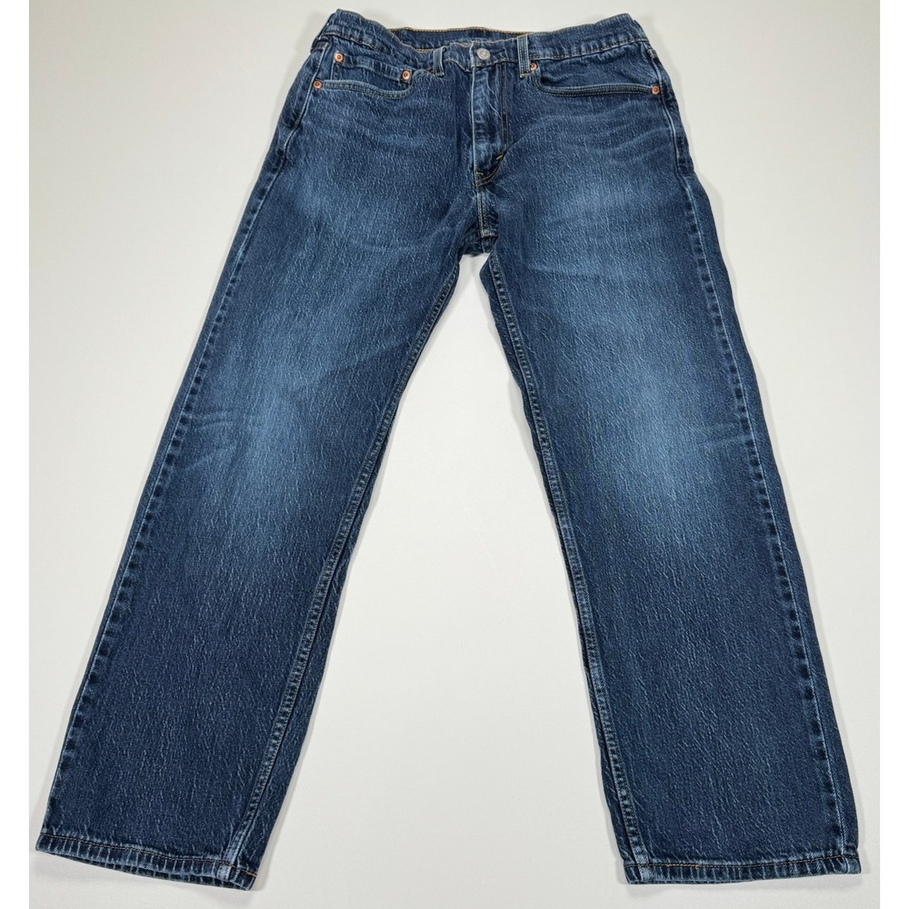 Levi's 505 Mens Jeans 34x30 Fit 31x28 Dark Wash Blue Straight Leg Zipper Fly